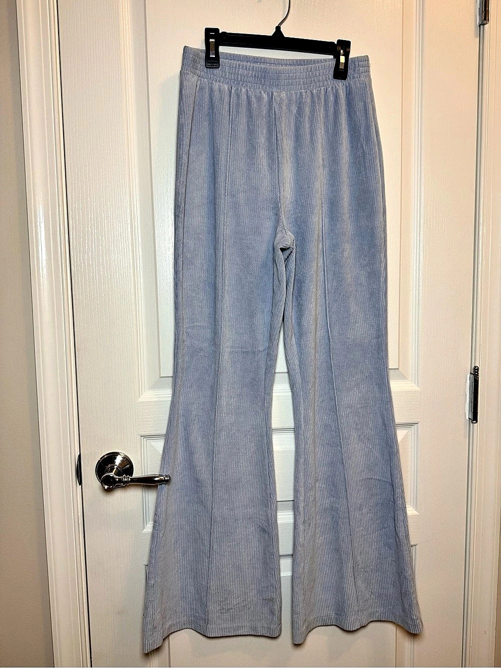 Aerie Light Blue Ribbed Wide Leg Flare Lounge Pants Size M Long